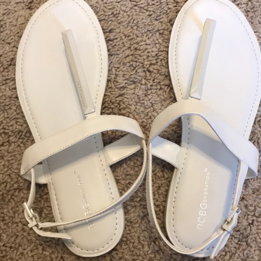 New! BCBG Generation white leather sandals